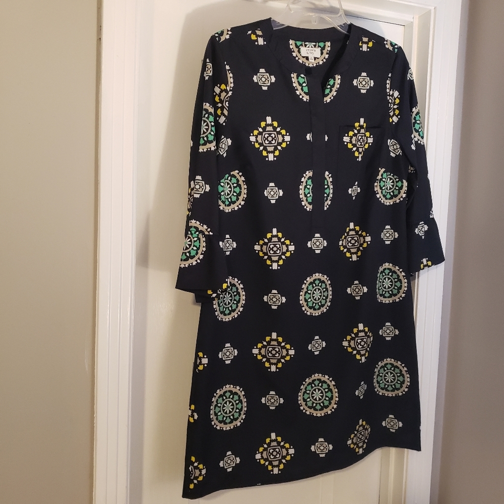 Navy Medallion shift dress